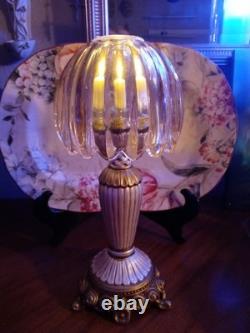 Illumin-Aries Fairy Lamp Hollywood Regency Stand & Champagne Crystal Lamp Shade