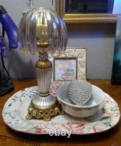 Illumin-Aries Fairy Lamp Hollywood Regency Stand & Champagne Crystal Lamp Shade