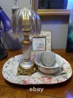 Illumin-Aries Fairy Lamp Hollywood Regency Stand & Champagne Crystal Lamp Shade