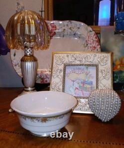 Illumin-Aries Fairy Lamp Hollywood Regency Stand & Champagne Crystal Lamp Shade