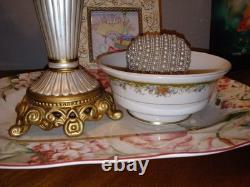 Illumin-Aries Fairy Lamp Hollywood Regency Stand & Champagne Crystal Lamp Shade