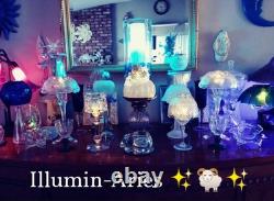 Illumin-Aries Fairy Lamp Hollywood Regency Stand & Champagne Crystal Lamp Shade