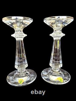 Illuminology by Waterford NEW IN BOX 8 in Pair Panel Cut Crystal Candle Holders