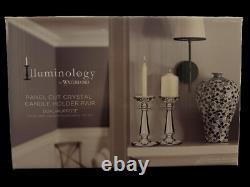 Illuminology by Waterford NEW IN BOX 8 in Pair Panel Cut Crystal Candle Holders