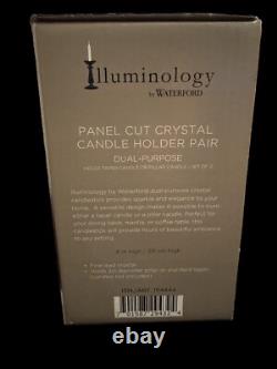 Illuminology by Waterford NEW IN BOX 8 in Pair Panel Cut Crystal Candle Holders