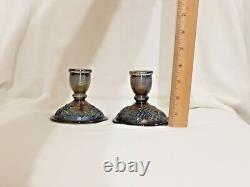Imperial Glass Grape & Leaf Amethyst Carnival Glass Candle Holders VINTAGE RARE