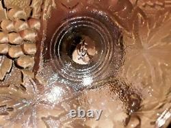Imperial Glass Grape & Leaf Amethyst Carnival Glass Candle Holders VINTAGE RARE