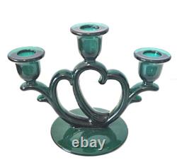 Imperial Glass Triple Candlestick Holder Stiegel Green #753 Circa 1932-1951