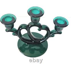 Imperial Glass Triple Candlestick Holder Stiegel Green #753 Circa 1932-1951