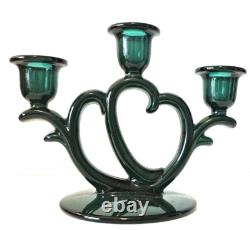 Imperial Glass Triple Candlestick Holder Stiegel Green #753 Circa 1932-1951