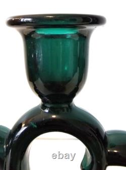 Imperial Glass Triple Candlestick Holder Stiegel Green #753 Circa 1932-1951