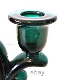 Imperial Glass Triple Candlestick Holder Stiegel Green #753 Circa 1932-1951