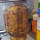 Indiana Glass Amber Pressed Glass Geometric Votive Candle Holder Glossy Finish