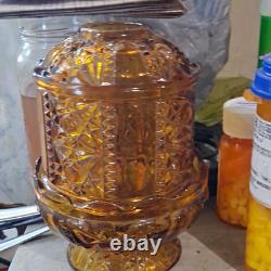 Indiana Glass Amber Pressed Glass Geometric Votive Candle Holder Glossy Finish