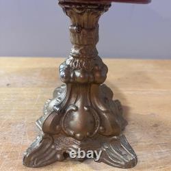 Indiana Glass Carnival Sunset Red Heirloom Compote & Candle Holders Iridescent