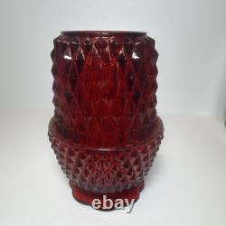 Indiana Glass Diamond Pattern Red Pressed Glass Candle Holder with Box, Votive