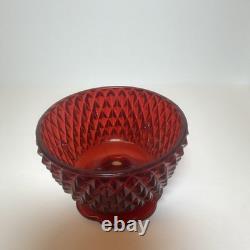 Indiana Glass Diamond Pattern Red Pressed Glass Candle Holder with Box, Votive