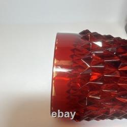Indiana Glass Diamond Pattern Red Pressed Glass Candle Holder with Box, Votive
