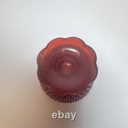 Indiana Glass Diamond Pattern Red Pressed Glass Candle Holder with Box, Votive