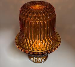 Indiana Glass Vintage Amber Diamond Point Fairy Lamp