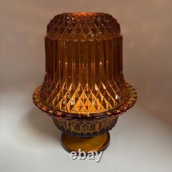 Indiana Glass Vintage Amber Diamond Point Fairy Lamp