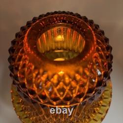 Indiana Glass Vintage Amber Diamond Point Fairy Lamp