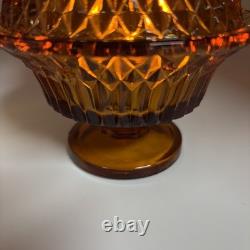 Indiana Glass Vintage Amber Diamond Point Fairy Lamp