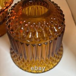 Indiana Glass Vintage Amber Diamond Point Fairy Lamp