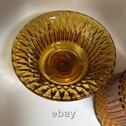 Indiana Glass Vintage Amber Diamond Point Fairy Lamp