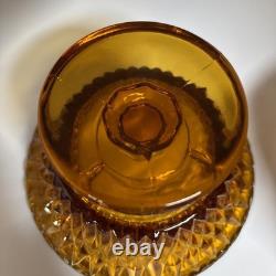 Indiana Glass Vintage Amber Diamond Point Fairy Lamp