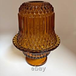 Indiana Glass Vintage Amber Diamond Point Fairy Lamp