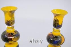 Ioan Nemtoi Hand Blown Art Glass Sculptured Candle Holders Set SIGNED Swirl