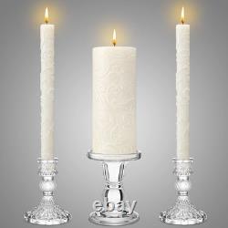 Irenare Unity Candle Set with Glass Holders White Delicate Wedding Ceremony