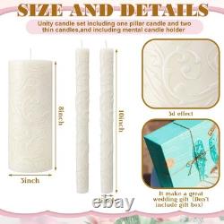 Irenare Unity Candle Set with Glass Holders White Delicate Wedding Ceremony