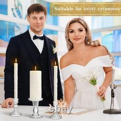 Irenare Unity Candle Set with Glass Holders White Delicate Wedding Ceremony