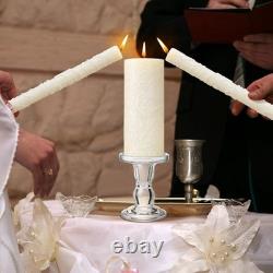 Irenare Unity Candle Set with Glass Holders White Delicate Wedding Ceremony