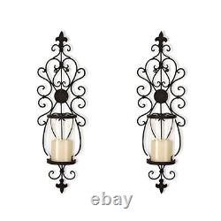 Iron and Glass Candle Holder (Holds 1 Pillar Candle) Amazing Decor Set of 2