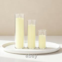Ivory Pillar Candles & Glass Vases Set for Weddings & Events 12 Pack