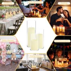 Ivory Pillar Candles & Glass Vases Set for Weddings & Events 12 Pack
