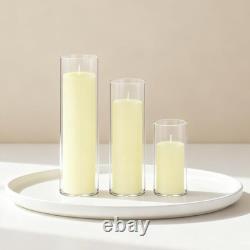 Ivory Pillar Candles & Glass Vases Set for Weddings & Events 12 Pack