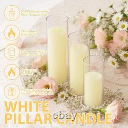 Ivory Pillar Candles & Glass Vases Set for Weddings & Events 12 Pack