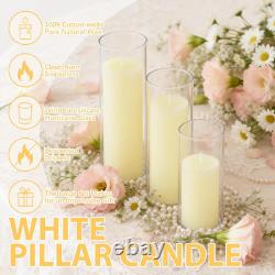 Ivory Pillar Candles & Glass Vases Set for Weddings & Events 12 Pack