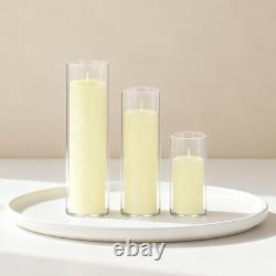 Ivory Pillar Candles & Glass Vases Set for Weddings & Events 12 Pack