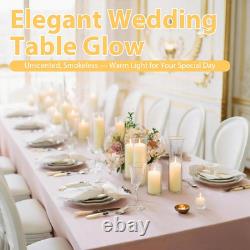 Ivory Pillar Candles & Glass Vases Set for Weddings & Events 12 Pack
