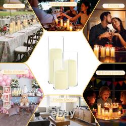 Ivory Pillar Candles & Glass Vases Set for Weddings & Events 12 Pack