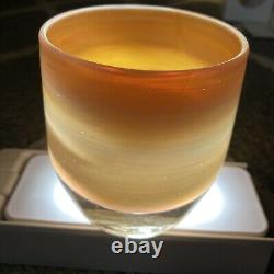 JANE'S CARAMEL Glassybaby Hand Blown Glass Candle Holder Circle Card Sticker Box