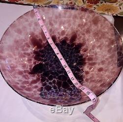 JAY STRONGWATER Large Burgundy Glass Bowl Swarovski Crystal Floral HEAVY Base