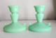 Jadeite Jadite Mckee Laurel Green Glass Candlestick Holders Uranium Jade Ite