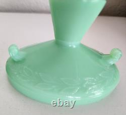 Jadeite Jadite Mckee Laurel Green Glass Candlestick Holders Uranium Jade ite