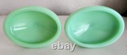 Jadeite Jadite Mckee Laurel Green Glass Candlestick Holders Uranium Jade ite